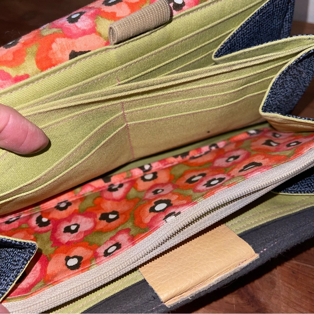 New Handmade Cotton Clutch Wristlet Bag Lots of CC Slip Pockets, Phone Money - Picture 3 of 9